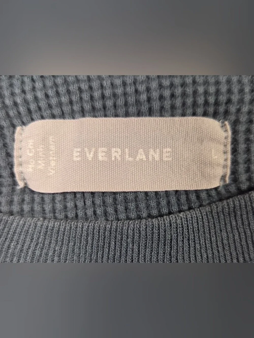 Everlane Waffle Knit Crewneck Shirt Size L Dark Gray Minimalist Gorpcore